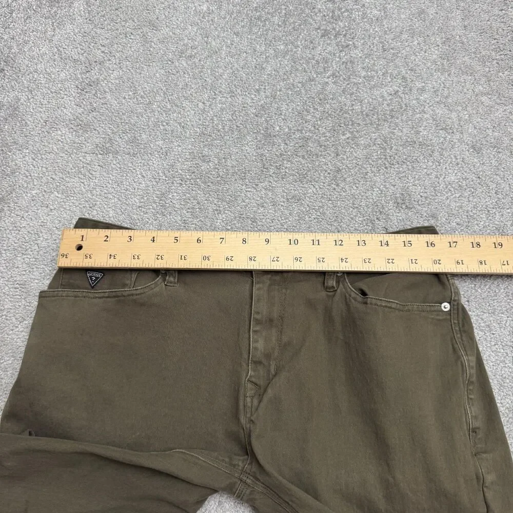 Guess Straight Leg Denim Jeans Mens 36 Olive Green 5-Pocket Casual Stretch 33x28